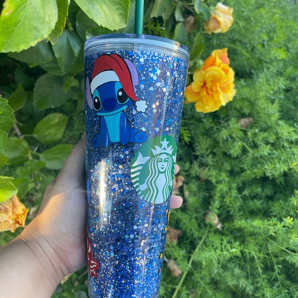 Stitch Starbucks snow globe tumbler| Christmas stitch | Starbucks snow globe - Picture 4 of 4